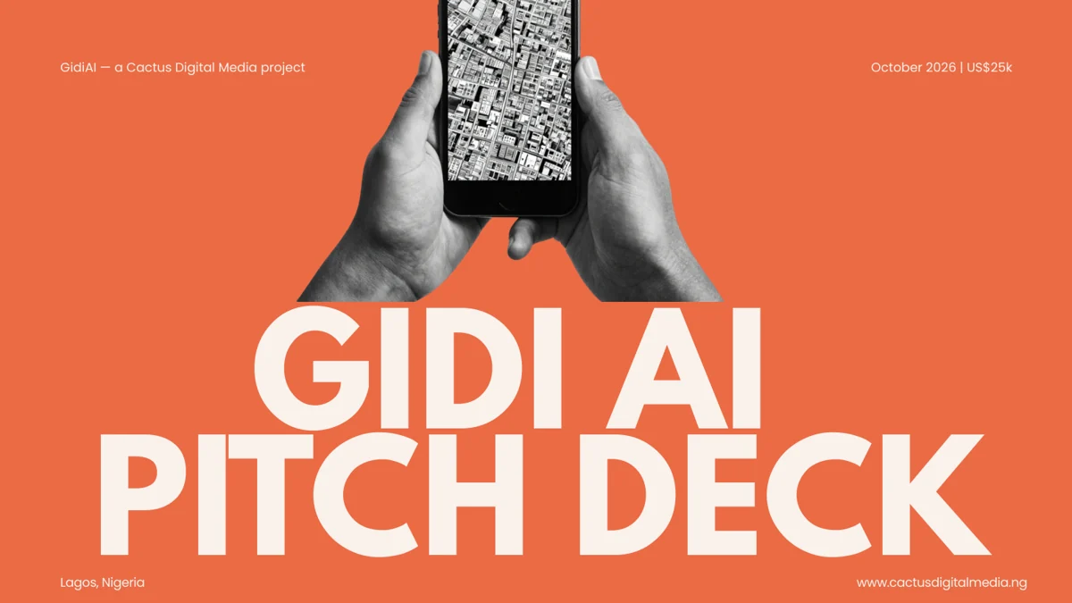 Cover of the GidiAI investor presentation